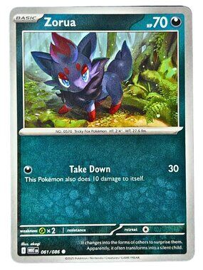 Zorua 061/086 Common Normal White Flare Pokemon Card